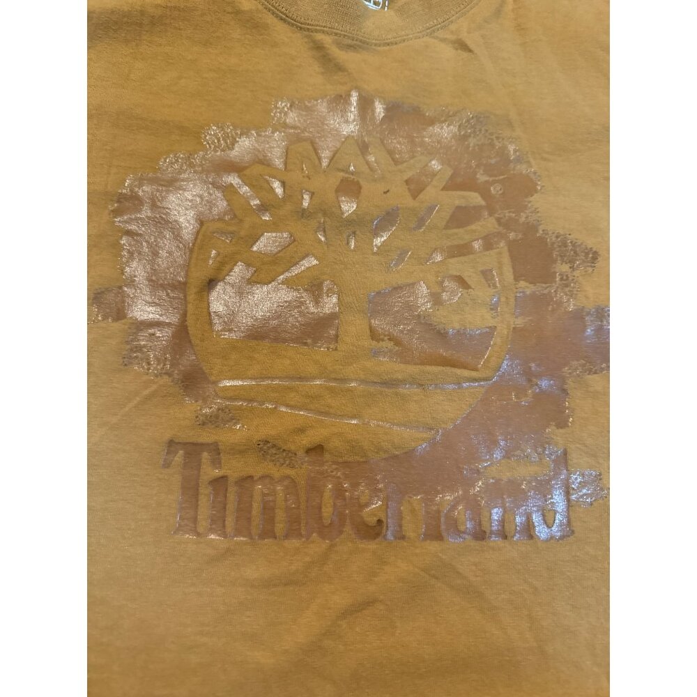 Timberland Mens XL Long Sleeve Shirt Brown Cotton Graphic Logo